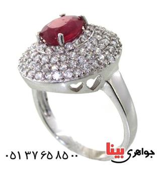 انگشتر یاقوت سرخ زنانه رودیوم لوکس نگین دار